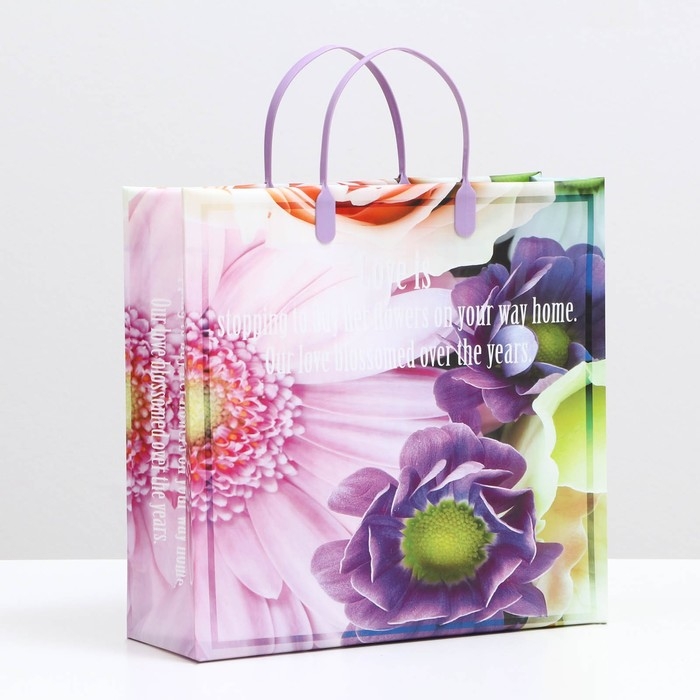 Пакет Пакет "Хризантемы", мягкий пластик, 29 x 30 см, 100 мкм