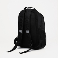 Рюкзак школьный со светоотражающими элементами, &laquo;Сакси&raquo;, 2 отдела на молниях, 4 наружных кармана, цвет чёрный/зелёный