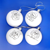 Ёлочные шары под раскраску на новый год &laquo;Весёлый Новый год&raquo;, 4 шт, d = 5.5 см, новогодний набор для творчества