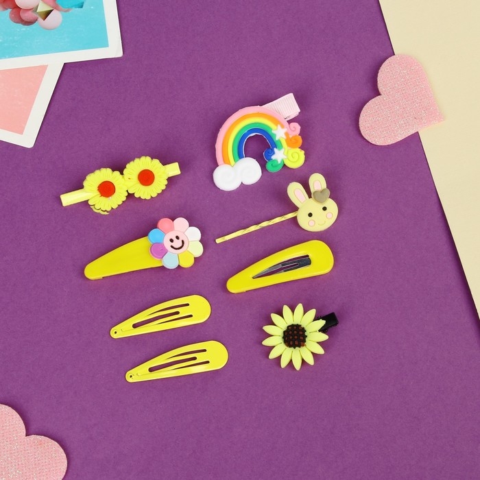 Набор для волос "Маленькие радости" (14 шт) семицветик, жёлтый