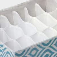 Органайзер для хранения белья Доляна &laquo;Лагуна&raquo;, 18 ячеек, 35&times;30&times;12 см, цвет бирюзовый