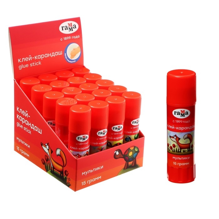 Клей-карандаш PVP 15г Гамма "Мультики"