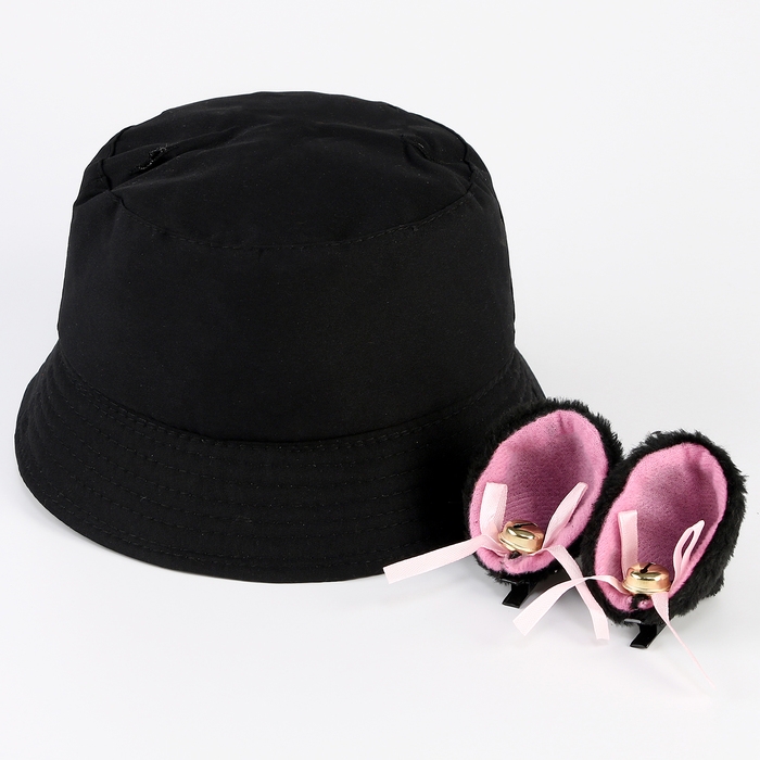 Панама детская для девочки &laquo;Кошка&raquo;, цвет чёрный, р-р 54