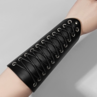 Браслет кожа &laquo;Манжета&raquo; на шнуровке, высокий, цвет серебряно-чёрный,