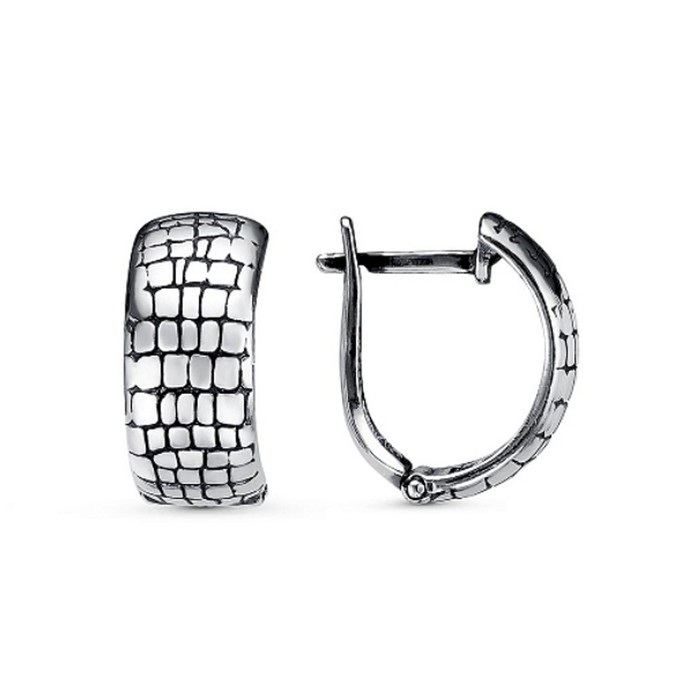 Серьги «Рептилия» пластина, посеребрение с оксидированием Серьги «Рептилия» пластина, посеребрение с оксидированием