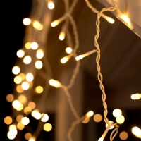 Гирлянда &laquo;Бахрома&raquo; 4 &times; 0.6 м, IP44, белая нить, 180 LED, свечение тёплое белое, 8 режимов, 220 В