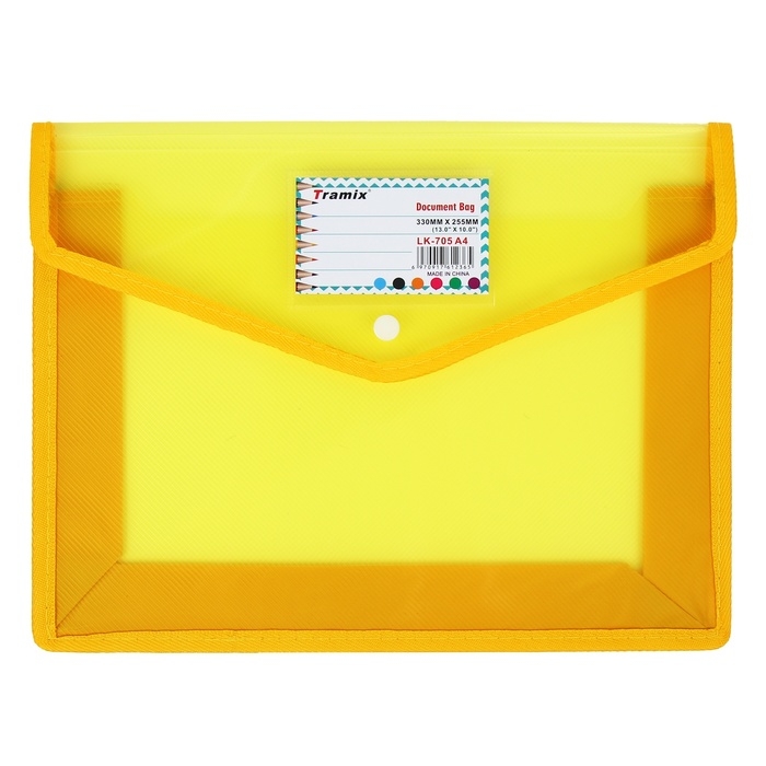 Папка-конверт на кнопке А4, 500 мкр, с расширением, горизонтальная, карман для визиток, МИКС