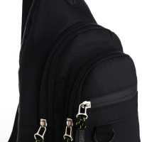 Сумка-слинг из текстиля, 3 наружных кармана, цвет чёрный Сумка-слинг из текстиля, 3 наружных кармана, цвет чёрный