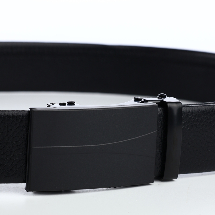 Ремень мужской, ширина 3,5 см, пряжка автомат, цвет чёрный