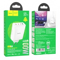 Сетевое зарядное устройство Hoco N31, 3 Type-C, 1 USB, 100 Вт, PD + QC, белое Сетевое зарядное устройство Hoco N31, 3 Type-C, 1 USB, 100 Вт, PD + QC, белое