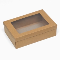 Коробка подарочная складная, упаковка, крафт, с окном, 30 х 20 х 9 см