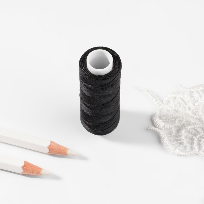 Нитки вощёные, круглые, 300D/3, 0,35 мм, 60 &plusmn; 2 м, цвет чёрный