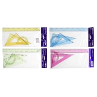 Набор геометрический: линейка 30 см, 2 угольника, транспортир, тонированный, МИКС Набор геометрический: линейка 30 см, 2 угольника, транспортир, тонированный, МИКС