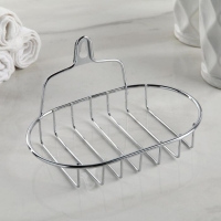 Мыльница подвесная овальная Доляна, 13.5&times;10.5&times;8 см, серебристая