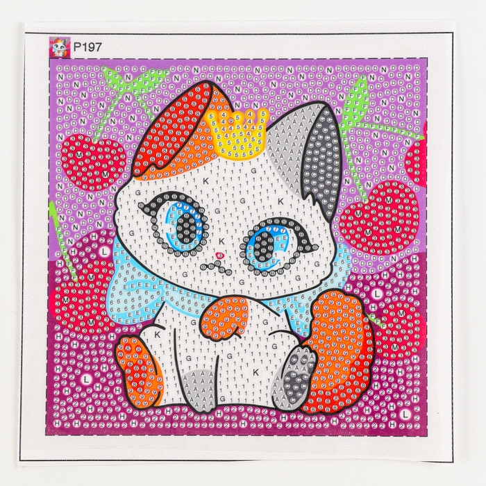 Алмазная мозаика для детей на раме с полным заполнением разнымии стразами &laquo;Кошечка&raquo;, 15 х 15 см