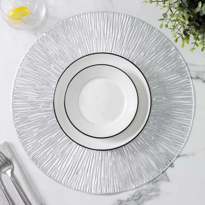 Набор салфеток сервировочных на стол Доляна &laquo;Сияние&raquo;, d=38 см, 4 шт, цвет серебряный