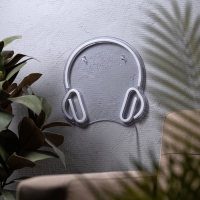 Неоновая вывеска &laquo;Наушники&raquo; 27 x 27 см, USB, свечение розово-синее
