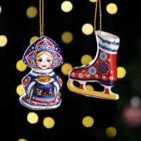 Набор ёлочных игрушек "Снегурочка и конек", 6 см Набор ёлочных игрушек "Снегурочка и конек", 6 см