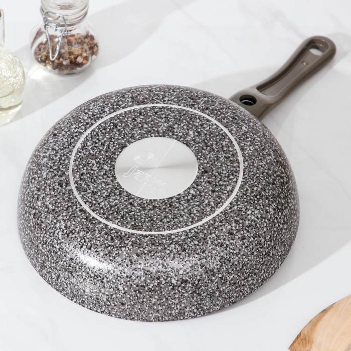 Сковорода Onyx, d=24 см, съёмная ручка, стеклянная крышка, антипригарное покрытие, цвет серый
