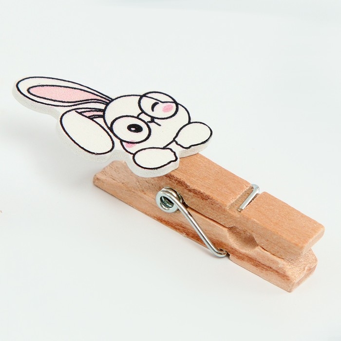 Прищепки декоративные с верёвкой для подвеса &laquo;Зайчики&raquo; набор 10 шт. &mdash; 1,5 &times; 12 &times; 14 см