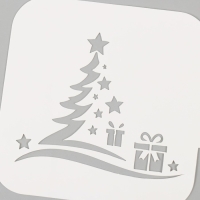 Трафарет пластиковый "Елка с подарком", размер 9х9 см