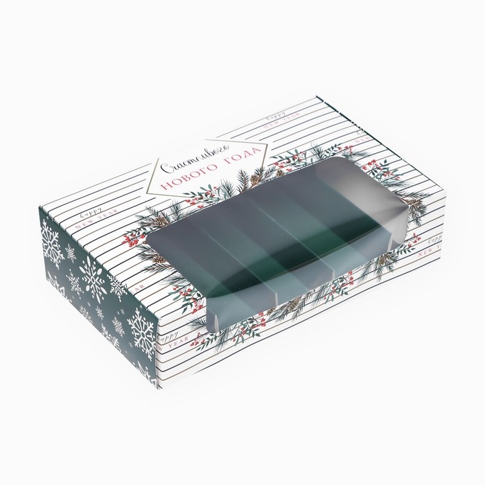 Новый год. Кондитерская упаковка под 5 эклеров Новый год. Кондитерская упаковка под 5 эклеров "Счастливого Нового года", 25,2 х 15 х 6,6 см