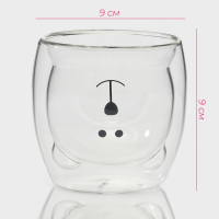 Стакан стеклянный с двойными стенками Доляна &laquo;Медведь&raquo;, 200 мл, 9&times;9 см