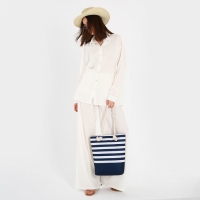 Сумка женская пляжная на молнии, цвет синий/белый Сумка женская пляжная на молнии, цвет синий/белый