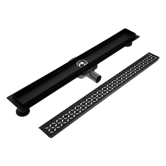 Трап ZEIN engr, c флaнцeм свободного вращ 360&deg;, 7*80 см, d=40/50 мм, нерж сталь, черный