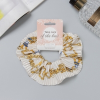 Резинка для волос "Орбита" жатка звенья, 12 см, белый