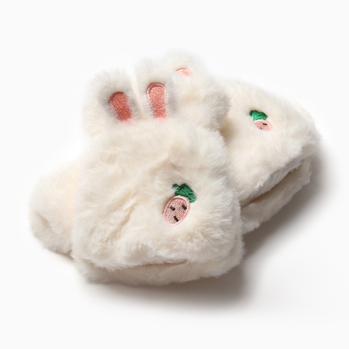 Варежки подростковые MINAKU Зайка 24 см цвет белый Варежки подростковые MINAKU Зайка 24 см цвет белый