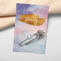 Булавка &laquo;Пчела&raquo; со стразами, 5,5см, цвет чёрно-белый в серебре