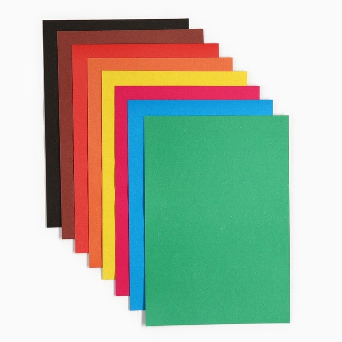 Картон цветной, А4, 8 листов, 8 цветов, немелованный, двусторонний, в папке, 220 г/м&sup2;, Мстители