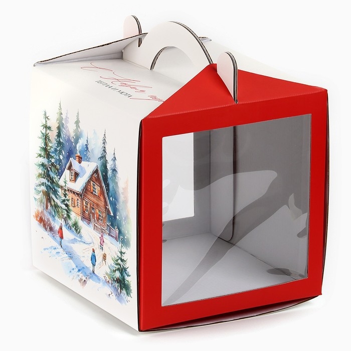 Коробка кондитерская с окном, сундук, &laquo;Тепла и уюта&raquo;, 20 х 20 х 20 см, Новый год