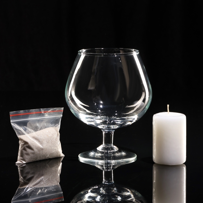 Ваза-подсвечник Ваза-подсвечник "Бренди" с белой свечой, 11,5×13,8 см, 9 ч, стекло