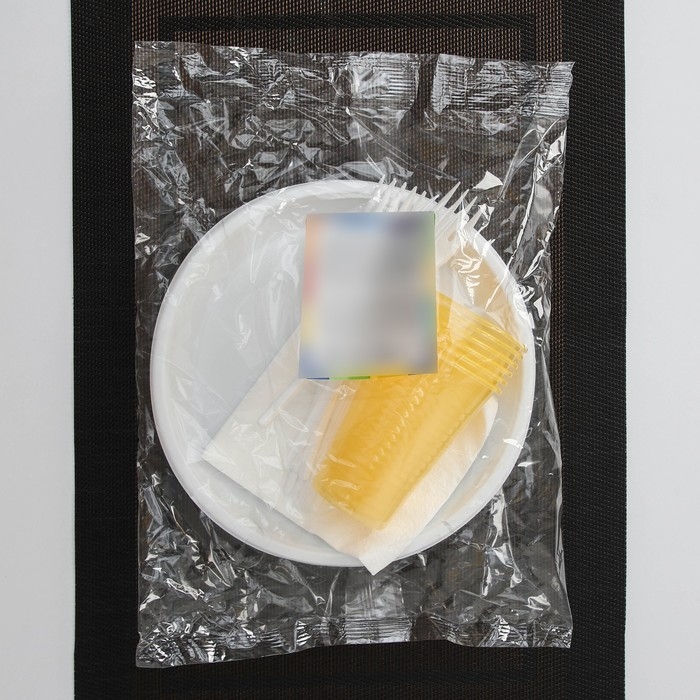 Набор пластиковой одноразовой посуды на 6 персон «Пикничок», цвет МИКС Набор пластиковой одноразовой посуды на 6 персон «Пикничок», цвет МИКС