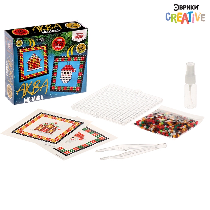 Аквамозаика &laquo;Шары с Дедом Морозом и домиком&raquo;, 2 фигурки, 544 шарика