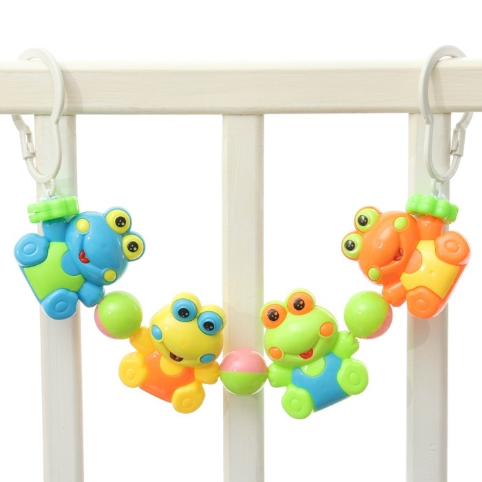 Растяжка на коляску/кроватку &laquo;Лягушата&raquo;, 4 игрушки, цвет МИКС, Крошка Я