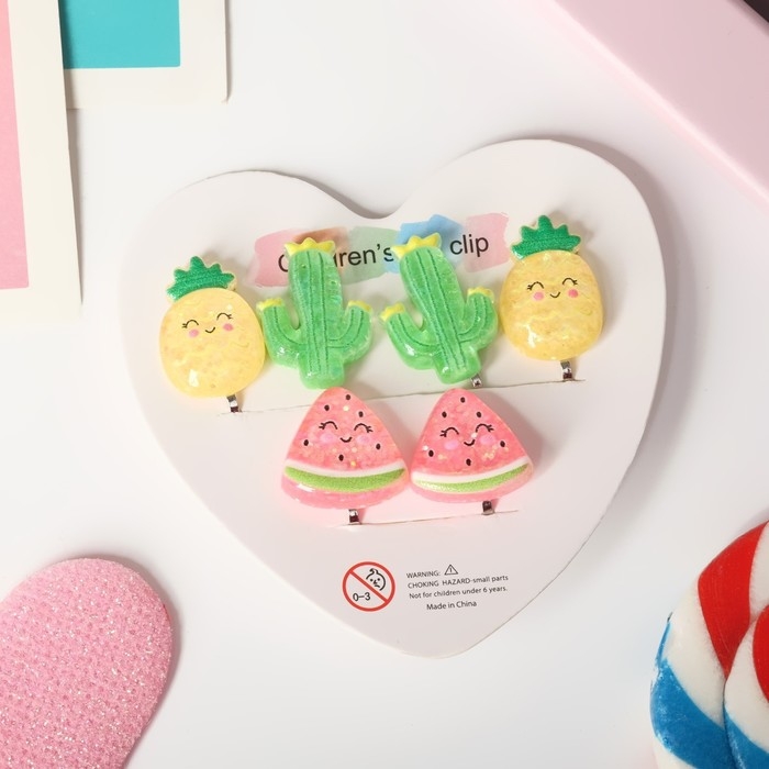 Набор клипс детских (3 пары) &laquo;Выбражулька&raquo; тропики, цветной