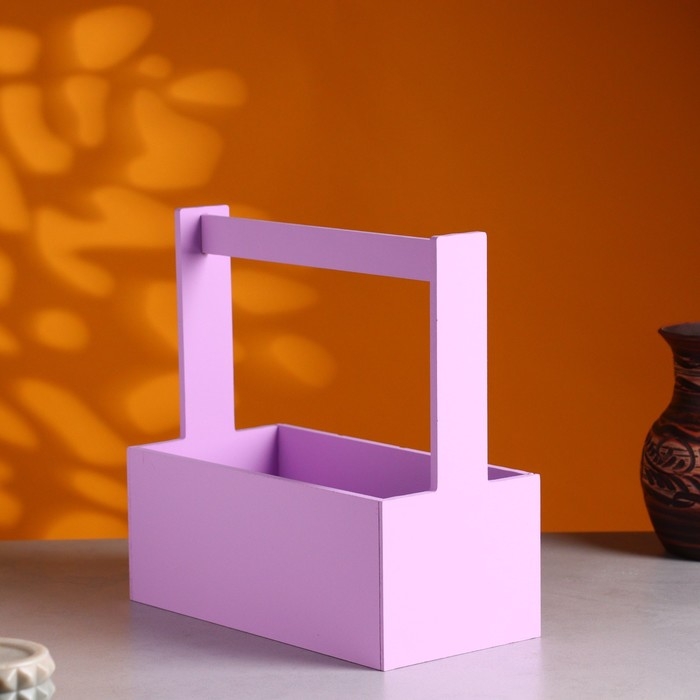 Кашпо деревянное Кашпо деревянное "Эллада большая, сетка", с ручкой 25×12,5×10(25) см Сиреневый