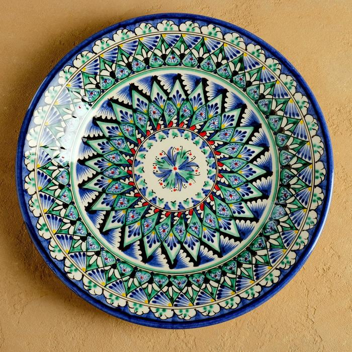 Тарелка Риштанская Керамика Тарелка Риштанская Керамика "Узоры", 27 см, синяя микс
