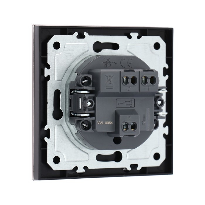 Выключатель проходной TOT Matte Glass, 10 А, 1 кл., скрытый, стекло, черный Выключатель проходной TOT Matte Glass, 10 А, 1 кл., скрытый, стекло, черный