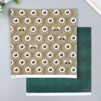 Бумага для скрапбукинга двусторонняя "Монстрики и листья" плотность 180 гр 30,5х32 см