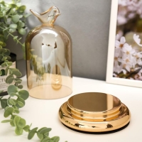 Подсвечник стекло на 1 свечу "Колба с птичкой" золотая карамель 21,5х12,5х12,5 см Подсвечник стекло на 1 свечу "Колба с птичкой" золотая карамель 21,5х12,5х12,5 см