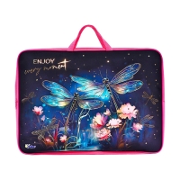 Папка А3 с ручками текстиль 75 мм 475*345 мм ПМД 3-22-4 дев Стрекозы (тесьма) фольга 72961