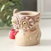 Карандашница "Сова с лейкой", 8х8 см, гипс, слоновая кость