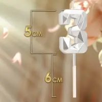 Свеча в торт на шпажке &laquo;Алмаз&raquo;, цифра 3, серебряная, 5&times;2.6 см