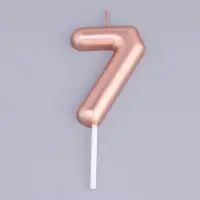 Свеча в торт &laquo;Европейская&raquo;, цифра 7, 6 см, розовое золото