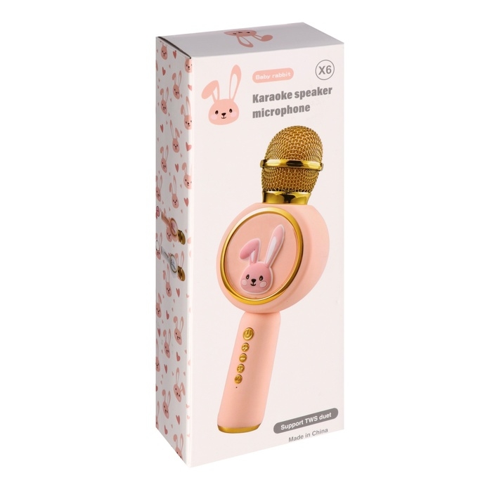 Портативный караоке микрофон, 5 Вт, 1200 мАч, LED, розово-золотистый