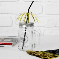 Трубочка для коктейля &laquo;Дождик&raquo;, набор 12 шт., цвет золотой